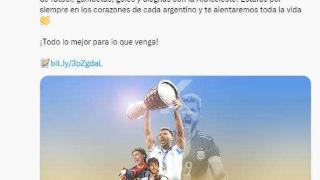 阿根廷官方致敬阿圭罗：感谢你这么多年来为国奉献的进球和快乐