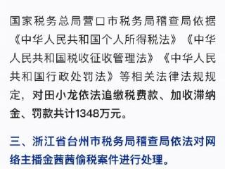 国家税务部门依法查处3起网络主播偷税案件