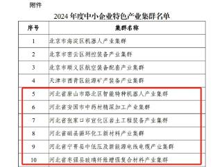 河北省6个产业集群入选国家级中小企业特色产业集群