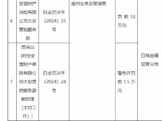 因虚列业务及管理费，安盟财险被罚12万元