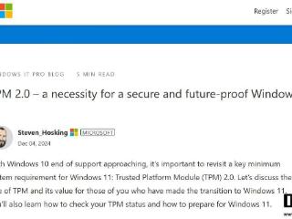 微软称tpm2.0为windows未来不可协商的标准