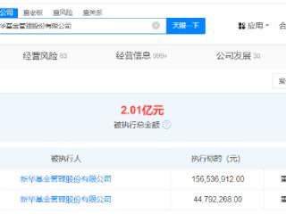 新华基金被恢复执行2亿
