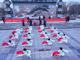 泰安市泰山区武术协会元宵佳节在南湖公园展演武术