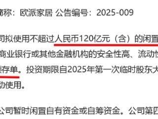 从欧派拟斥资120亿元理财，看家居行业的财务策略升级！