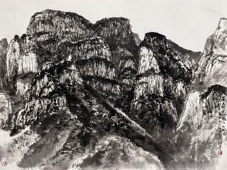 墨染太行，山川凝魂——徐建明太行山写生《山峰立天》作品