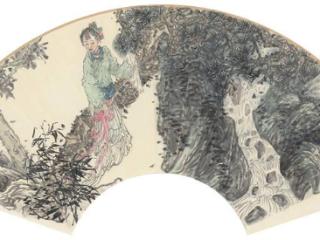 扇面画中的古韵流芳——徐惠泉《金步摇春》作品