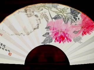 扇面绘韵，牡丹流芳——康荣作品