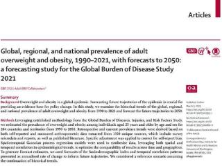 《柳叶刀》最新研究：2050年全球超半数成年人将超重或肥胖