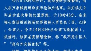 男子在杭州一珠宝店抢劫 警方通报详情