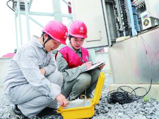 国网新邵县供电公司变电运检班工作人员对35千伏园艺变电站开展防雷整治