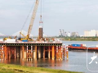 蚌埠延安路淮河大桥主桥北岸桩基完成施工