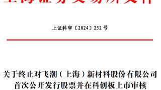 飞潮新材终止科创板IPO 原拟募资9.28亿国金证券保荐