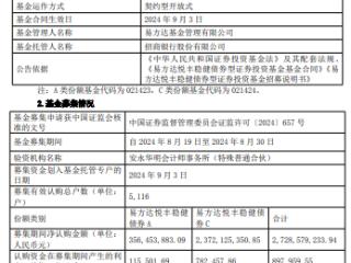 易方达悦丰稳健债券基金成立 规模27.3亿