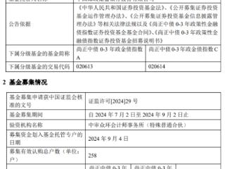 尚正中债0-3年政金债指数成立 募集金额10.5亿元