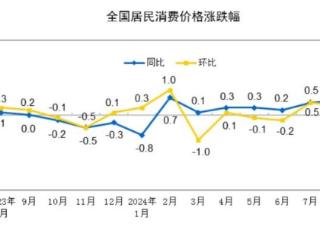 2024年8月份居民消费价格同比上涨0.6%