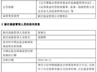 张圆辉任国融基金督察长