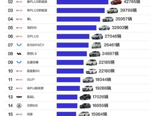 8月国产车型销量榜：比亚迪杀疯 前十独占七席