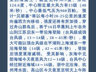 浙江省气象台继续发布台风紧急警报 平湖发布台风红色预警