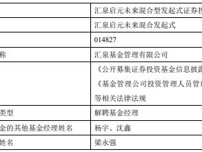 梁永强离任汇泉启元未来混合发起式