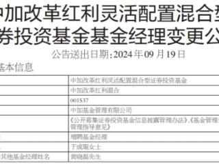 中加改革红利混合增聘于成琨 成立9年亏损13%