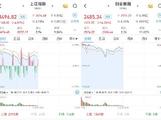 A股上午高位震荡：沪指涨4.81%，两市成交2.48万亿元