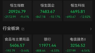 大幅回调！港股三大股指均收跌逾9%，券商、房地产、银行股跌幅居前