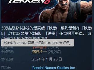 《铁拳8》Steam近30天多半差评 国内外玩家一起差评