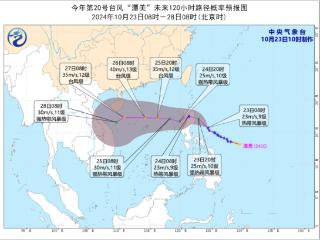 台风蓝色预警！“潭美”将于10月24日傍晚前后进入南海