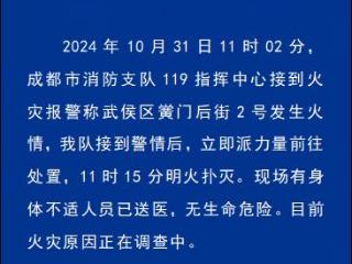 成都市武侯区发生火情 火灾原因正在调查中