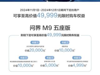 即日起 问界汽车全系大促：最高送49999元限时权益