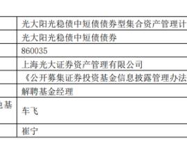 上海光大证券资管崔宁离任2只债券基金