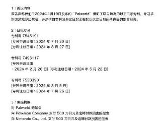 任天堂起诉《幻兽帕鲁》开发商！要求赔1000万日元