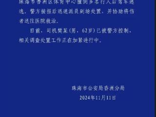 男子驾车撞倒多名行人后逃逸 珠海警方通报