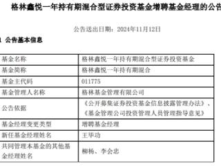 格林鑫悦一年持有期混合增聘基金经理王毕功