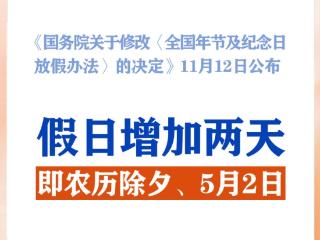 春节和劳动节各增1天！2025年放假安排来了