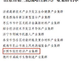 省级名单！日照市低空经济产业集群入选！