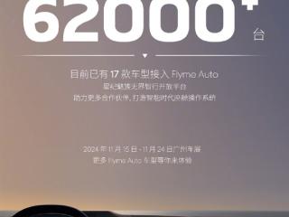 星纪魅族：Flyme Auto合作车型10月销量突破6.2万台