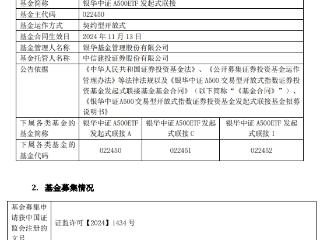 银华中证A500ETF发起式联接成立 募集金额33.36亿元