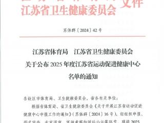 喜报！黄桥街道社区卫生服务中心获评2025年度省运动促健中心专项资金补助、授牌单位