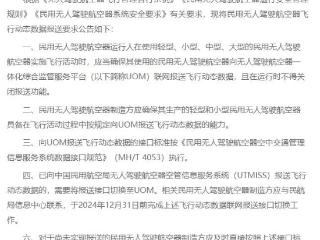 民航局发布民用无人驾驶航空器飞行动态数据报送要求