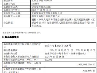 汇添富中证A500ETF成立 规模20亿元