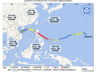 台风“万宜”20日在海南岛东南部近海明显减弱