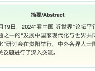 看中国 听世界｜“发展中国家现代化与世界共同现代化”研讨会举行