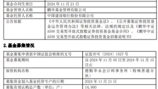 鹏华中证A500ETF成立 规模20亿元