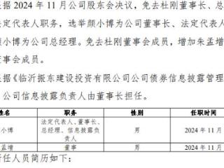 颜小博接任临沂振东建设投资有限公司公司董事长 总经理