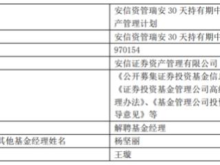 安信证券资管王璇离任5只基金