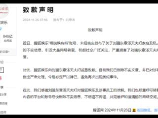 发布不实信息被大量转载！搜狐娱乐向刘强东章泽天夫妇致歉