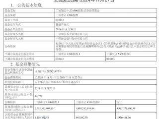 工银中证A500指数成立 募集金额39.9亿元