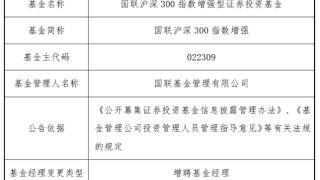 国联沪深300指数增强增聘赵菲