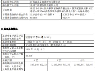 汇添富中证A500指数基金成立 规模20.8亿元